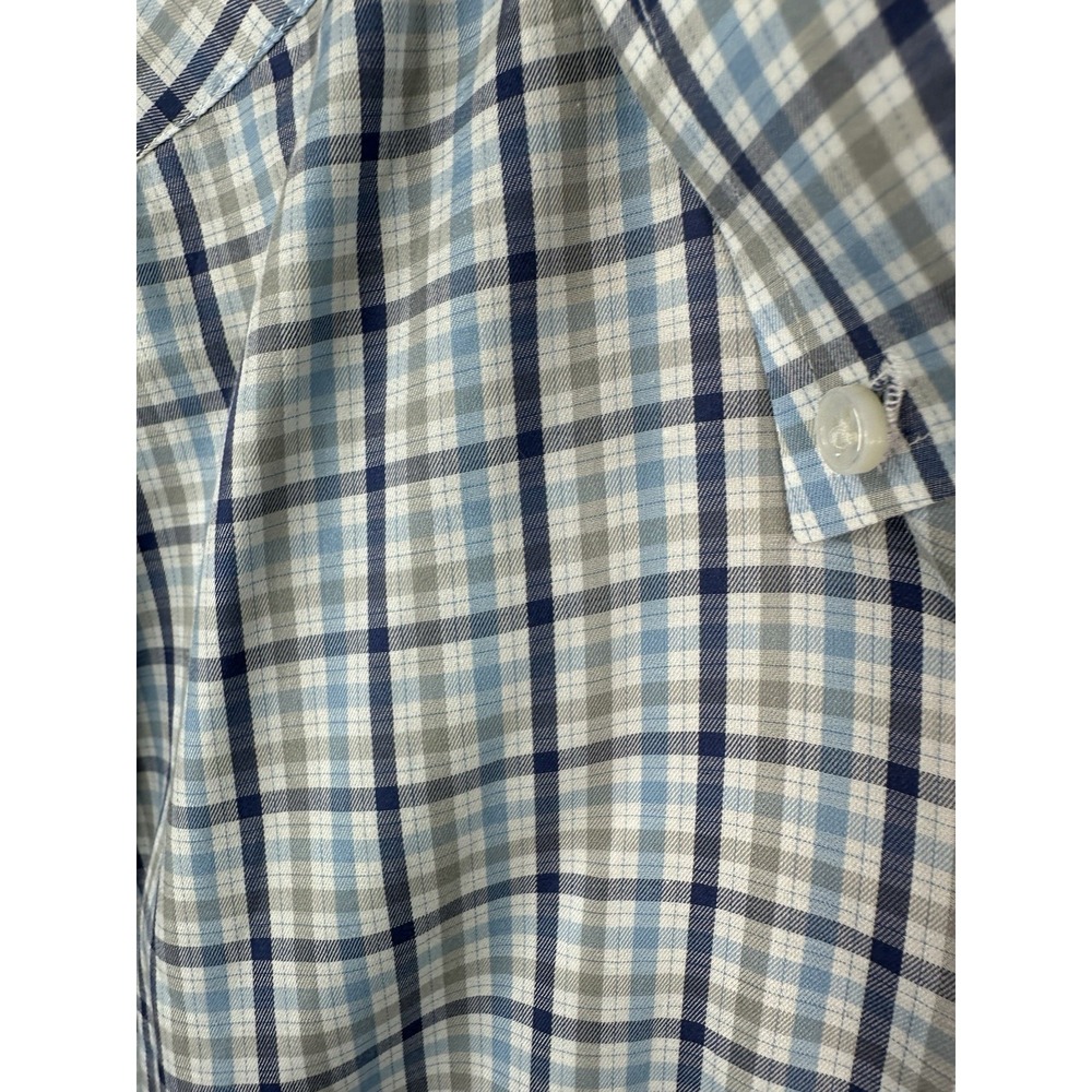 Peter Millar Crown Crafted Mens M Blue Gray Plaid Flex Fit Button-Down Shirt - Picture 7 of 13